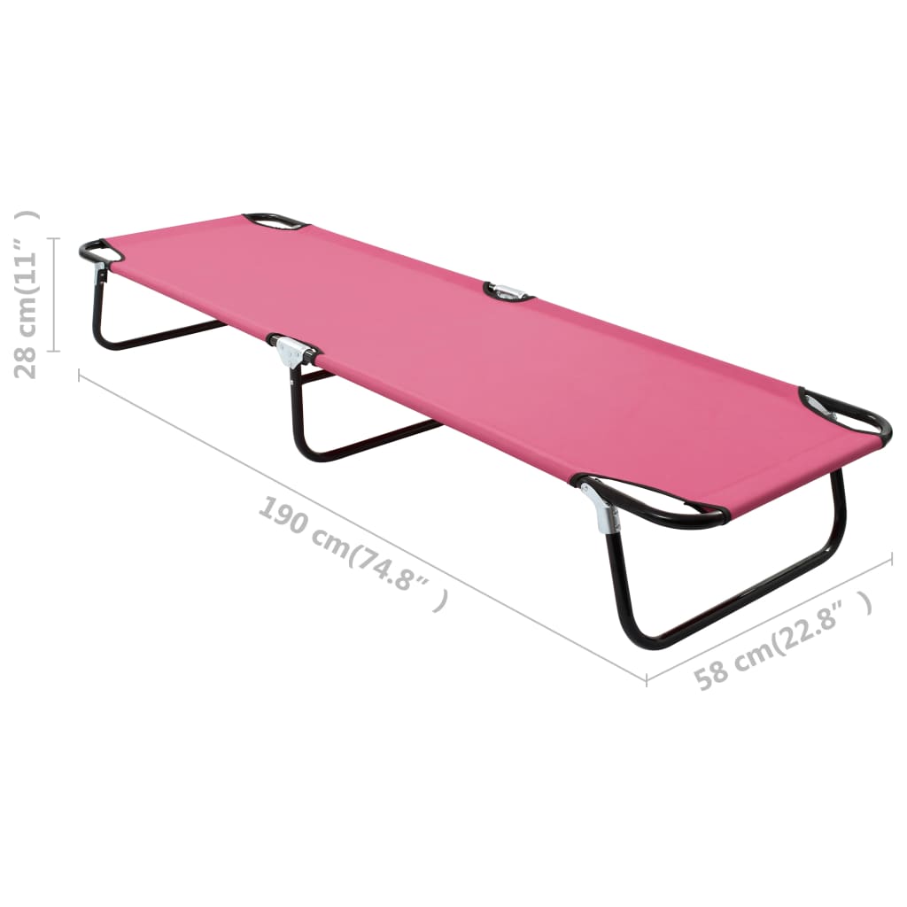 vidaXL Tumbona plegable de acero rosa