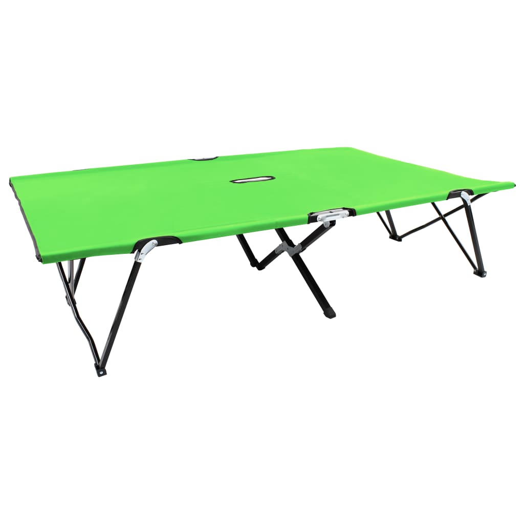 vidaXL Tumbona plegable para 2 personas acero verde