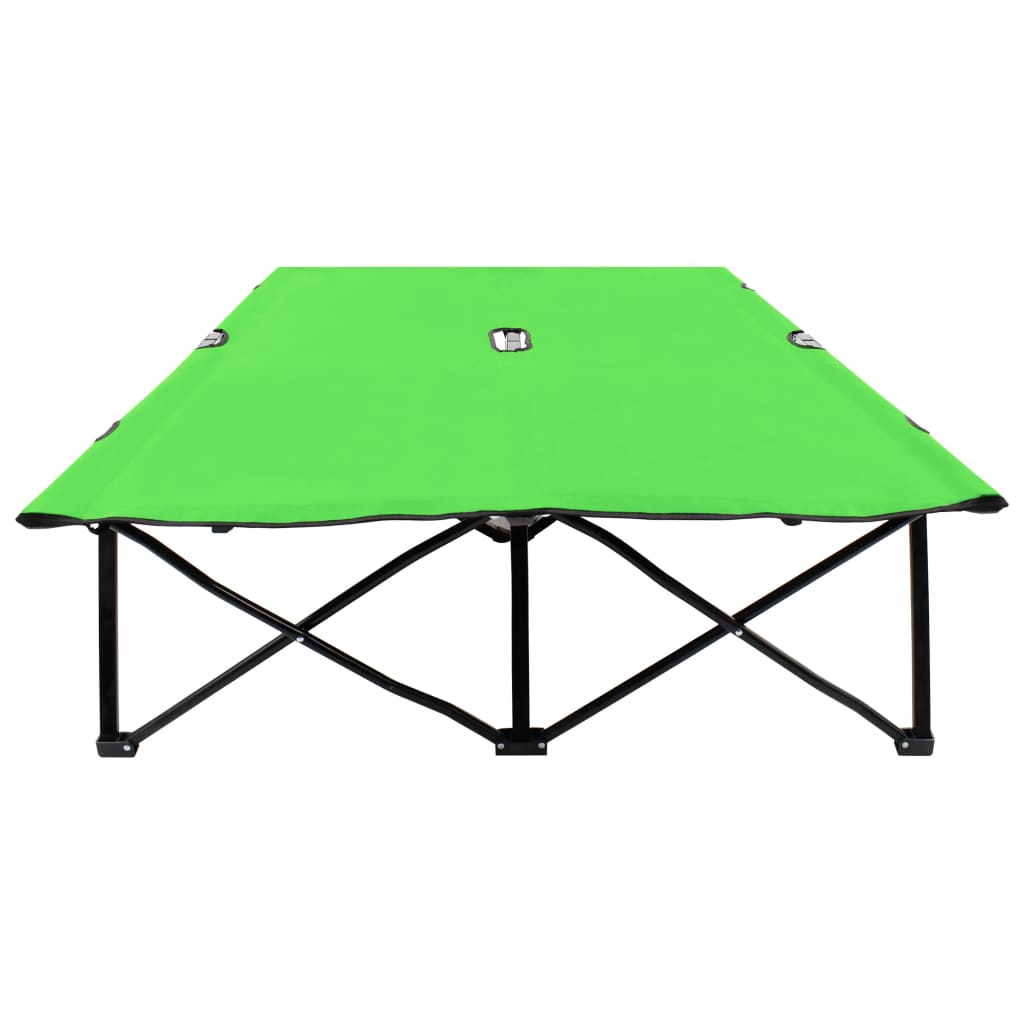 vidaXL Tumbona plegable para 2 personas acero verde