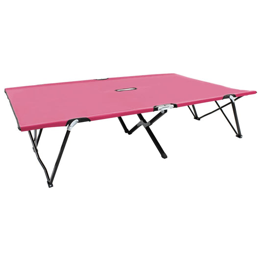 vidaXL Tumbona doble plegable acero rosa