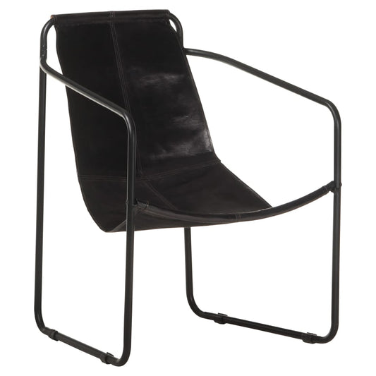 vidaXL Sillón de relajación de cuero auténtico negro