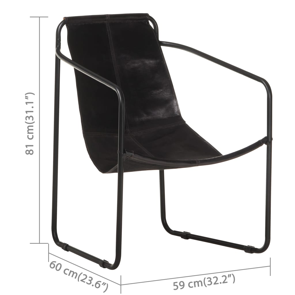 vidaXL Sillón de relajación de cuero auténtico negro