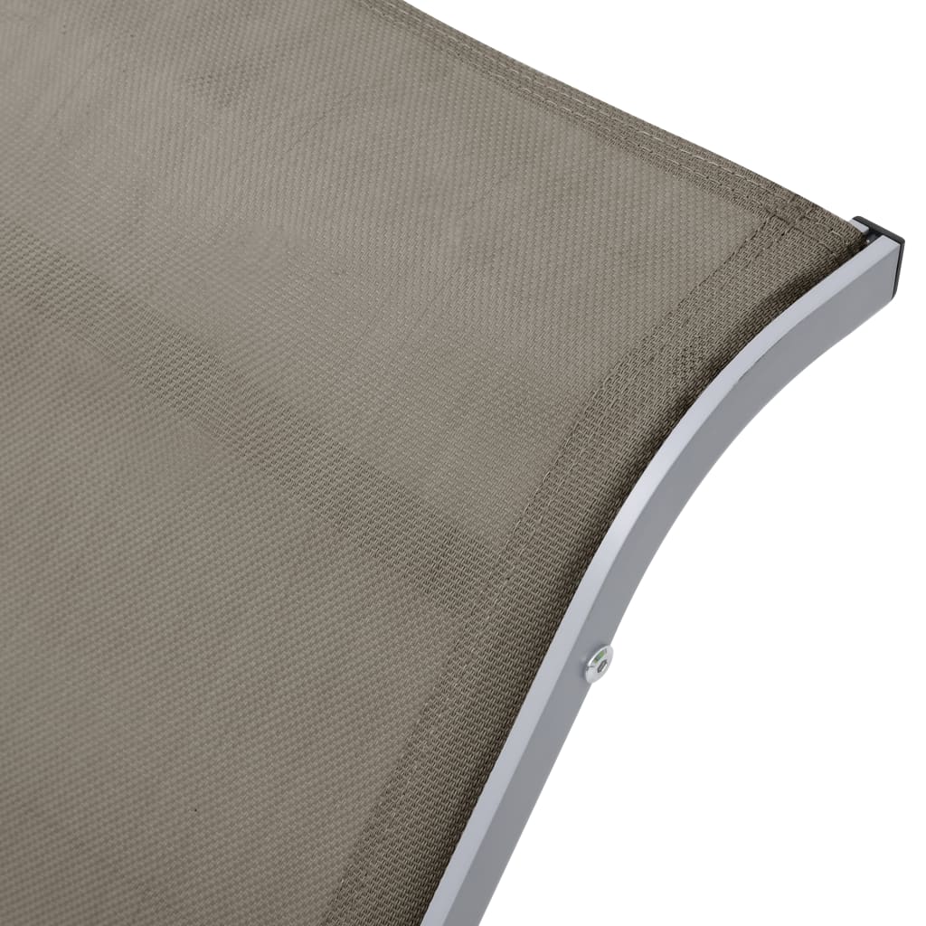 vidaXL Tumbonas con mesita 2 unidades aluminio gris taupe