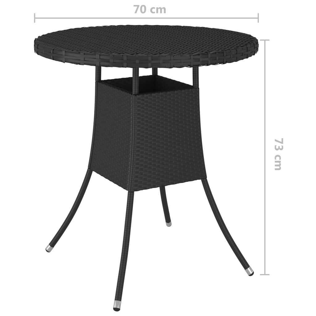 vidaXL Mesa de jardín ratán sintético negro 70x70x73 cm