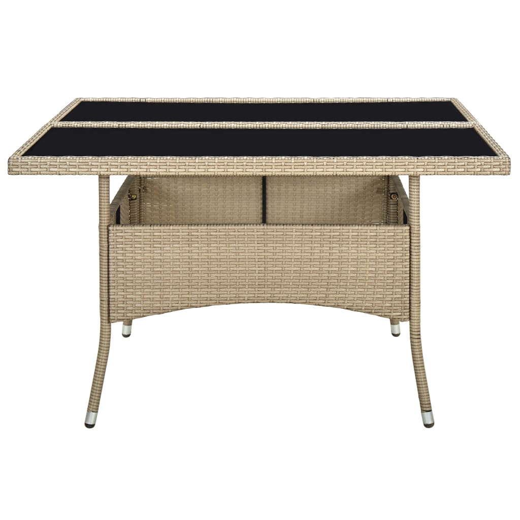 vidaXL Mesa de comedor de jardín ratán sintético y vidrio beige