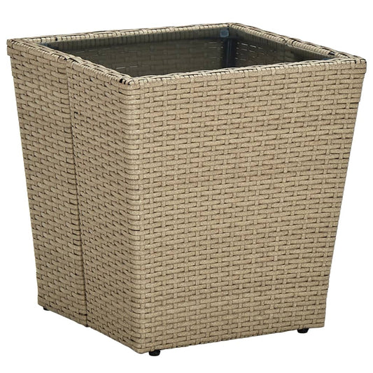 vidaXL Mesa de centro de ratán PE vidrio templado beige 41,5x41,5x44cm