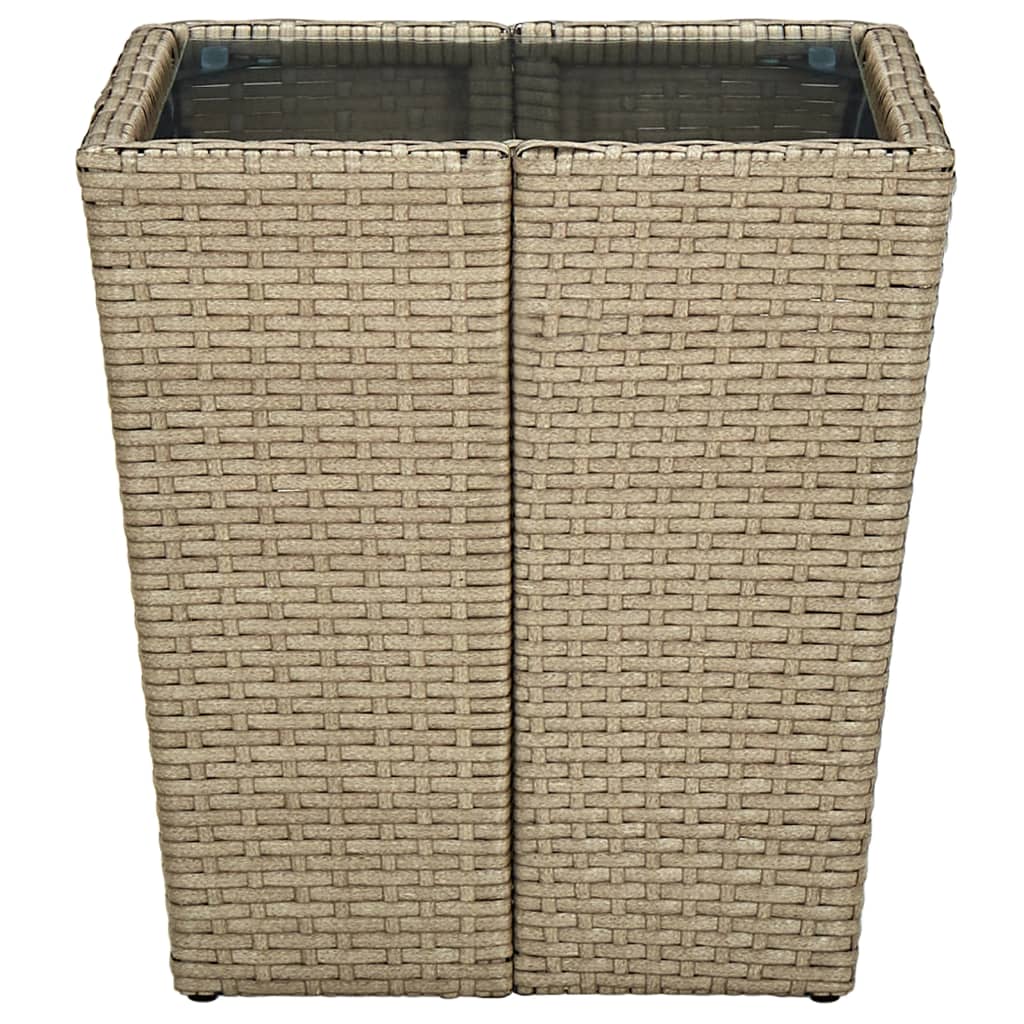 vidaXL Mesa de centro de ratán PE vidrio templado beige 41,5x41,5x44cm