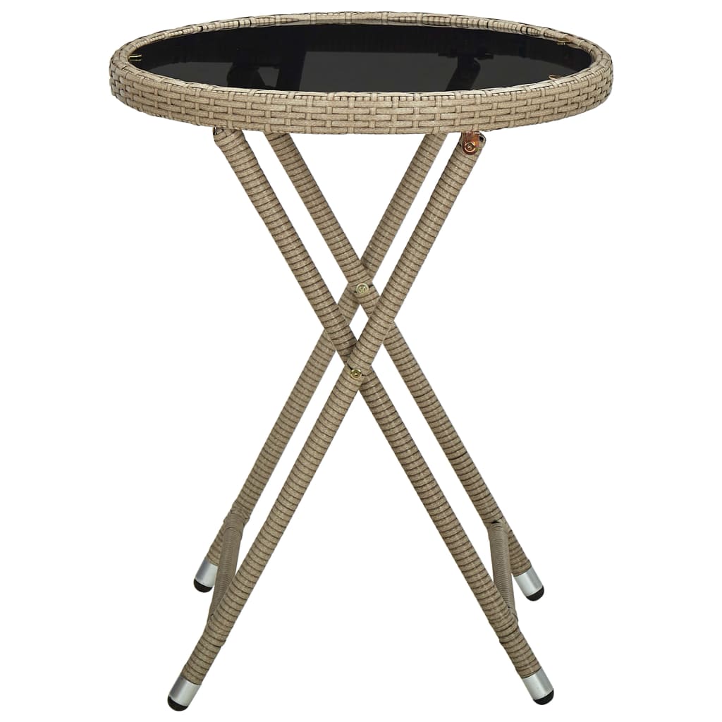 vidaXL Mesa de centro de ratán sintético y vidrio templado beige 60 cm