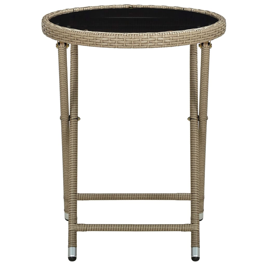 vidaXL Mesa de centro de ratán sintético y vidrio templado beige 60 cm