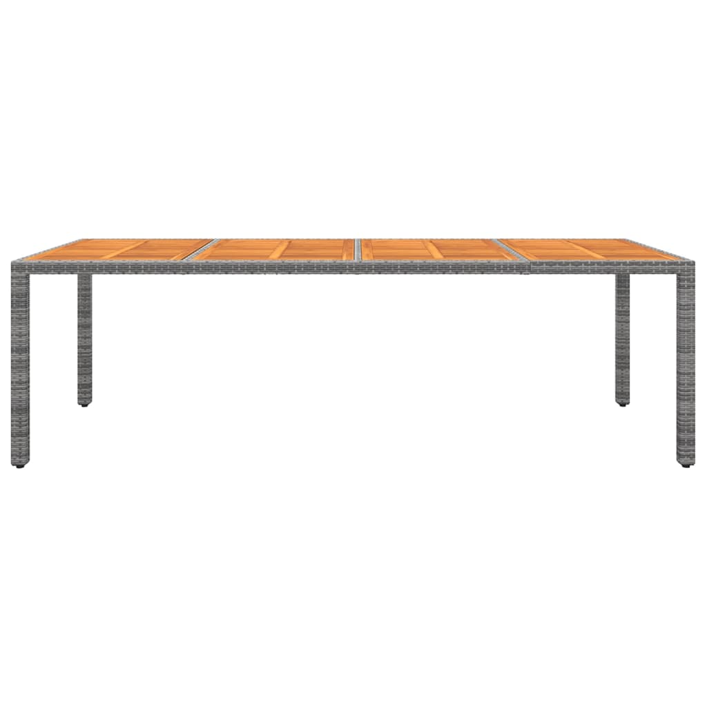 vidaXL Mesa de jardín ratán PE madera acacia maciza gris 250x100x75 cm