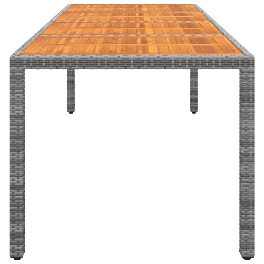 vidaXL Mesa de jardín ratán PE madera acacia maciza gris 250x100x75 cm