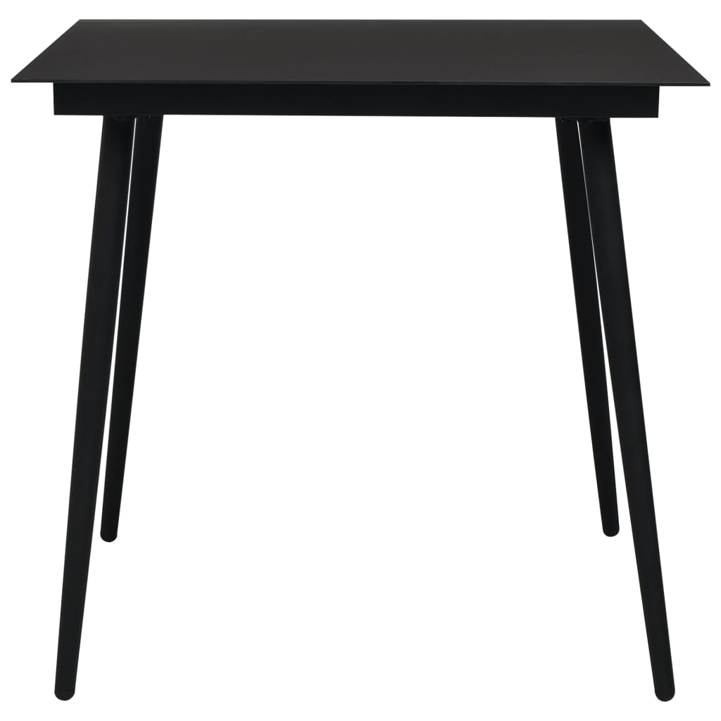 vidaXL Mesa de comedor de jardín acero y vidrio negra 80x80x74 cm