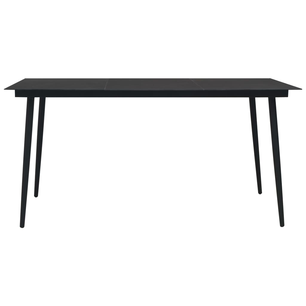 vidaXL Mesa de comedor de jardín acero y vidrio negra 190x90x74 cm