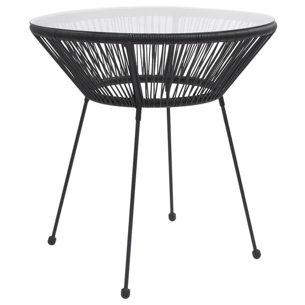 vidaXL Mesa de comedor de jardín acero y vidrio negra Ø70x74 cm