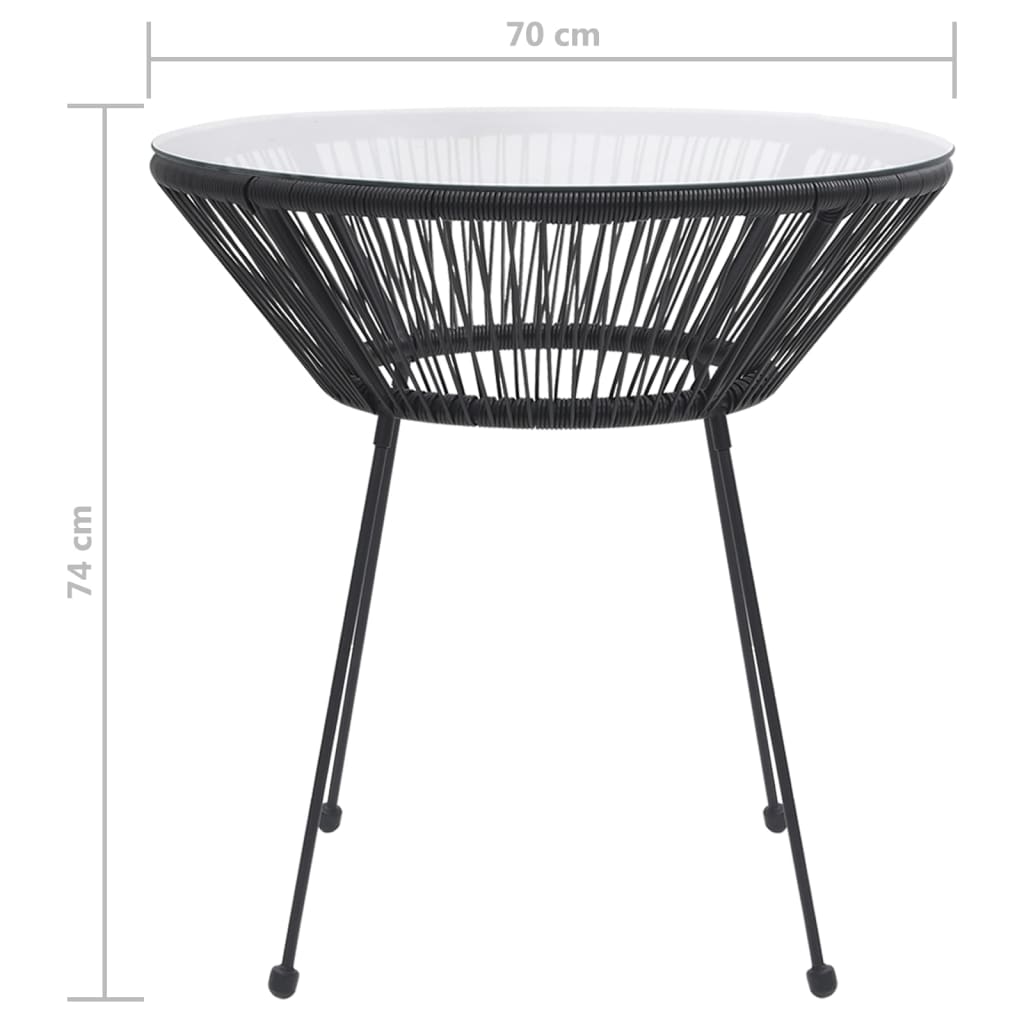 vidaXL Mesa de comedor de jardín acero y vidrio negra Ø70x74 cm