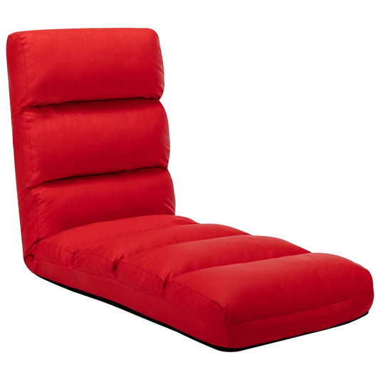 vidaXL Tumbona de suelo plegable de cuero sintético rojo