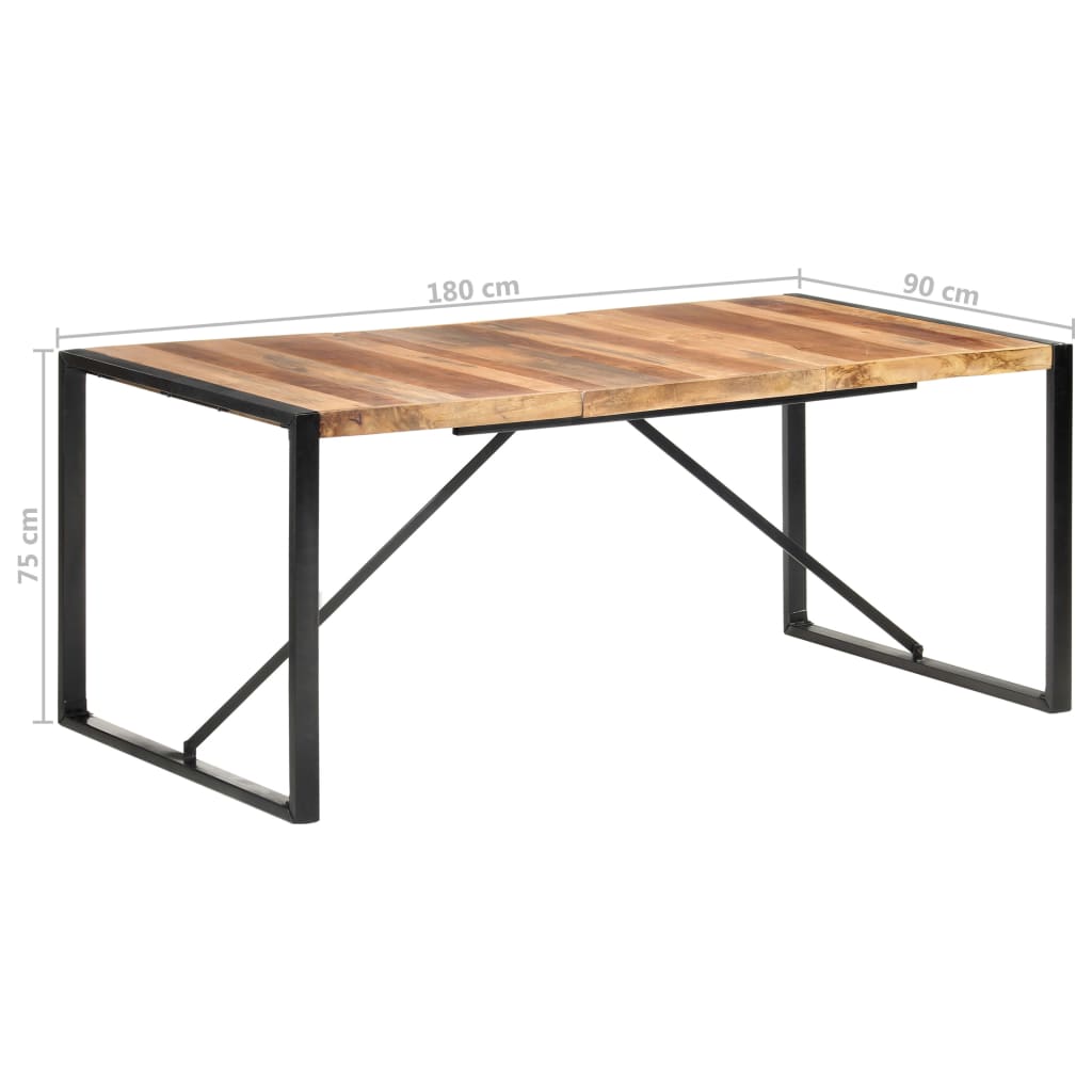 vidaXL Mesa de comedor madera maciza con acabado sheesham 180x90x75 cm