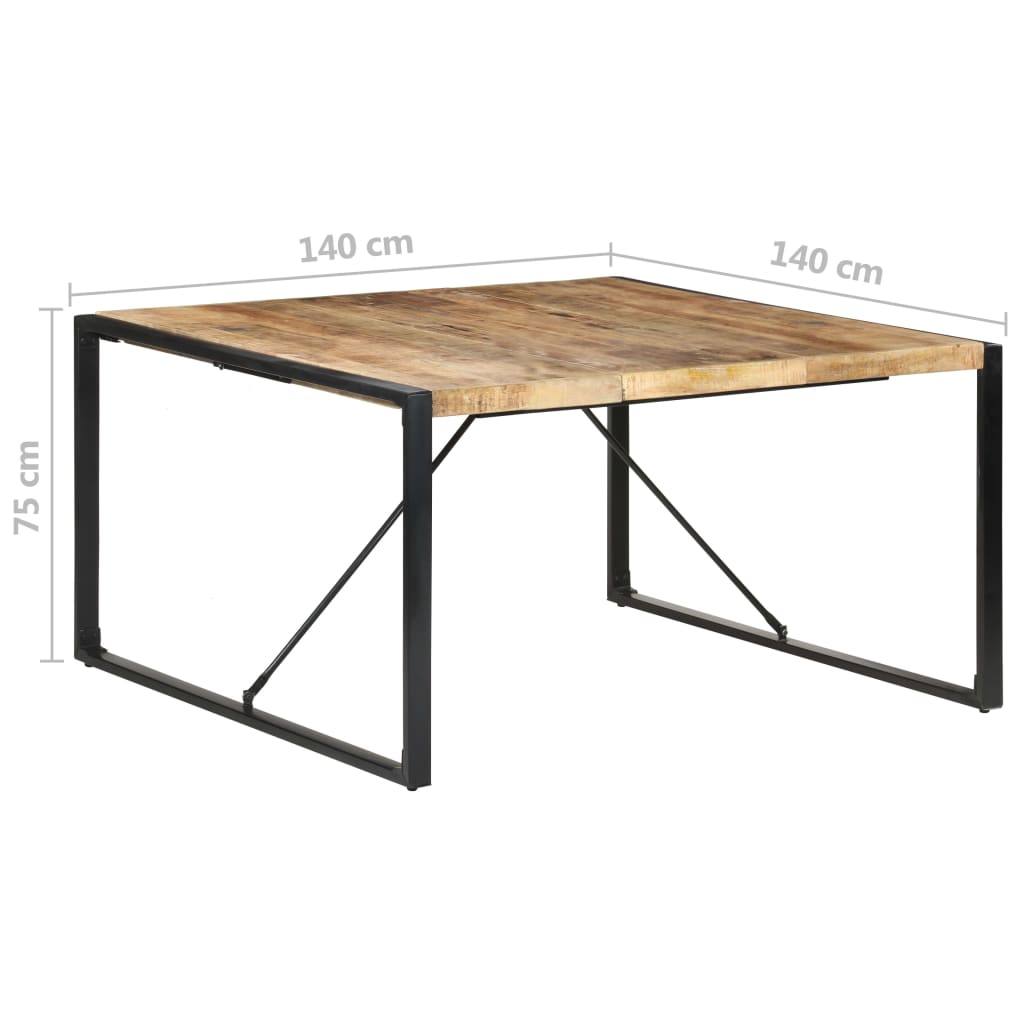 vidaXL Mesa de comedor madera de mango rugosa 140x140x75 cm