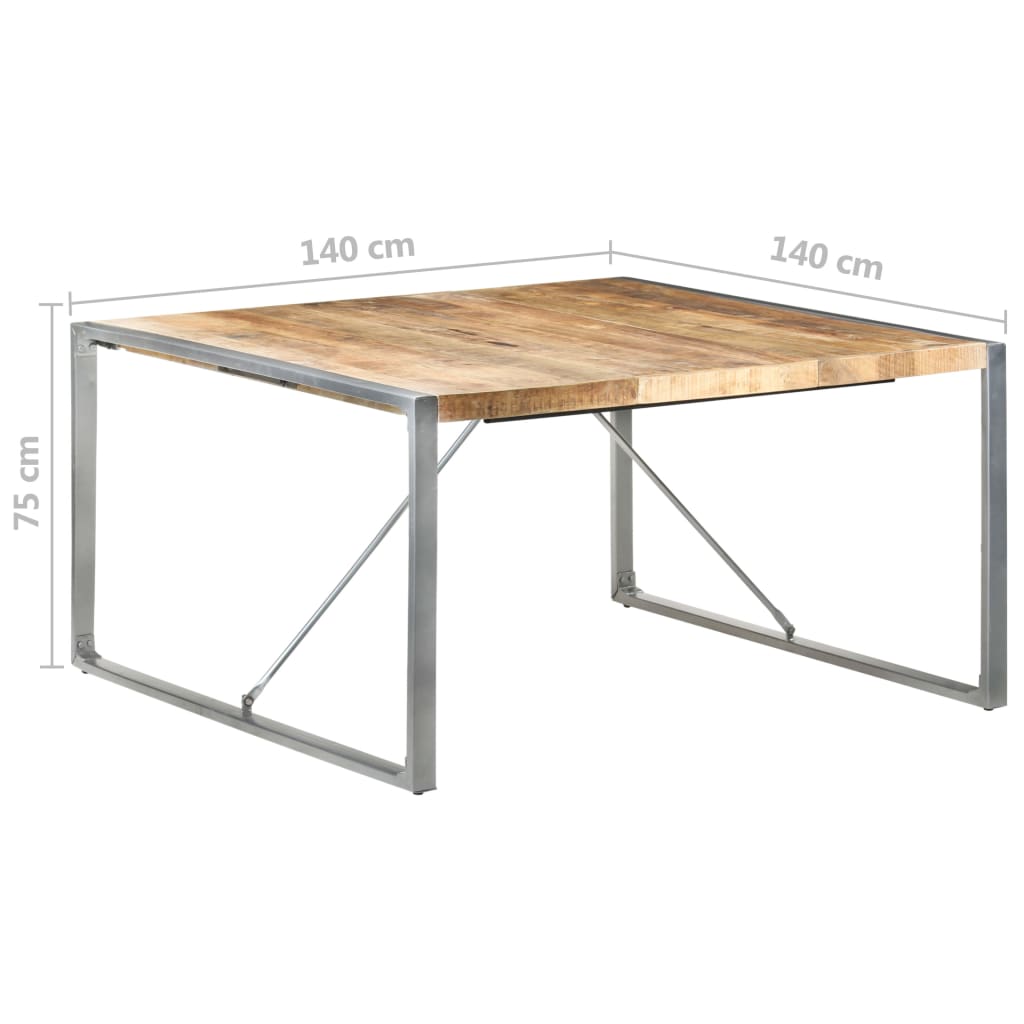 vidaXL Mesa de comedor madera de mango rugosa 140x140x75 cm