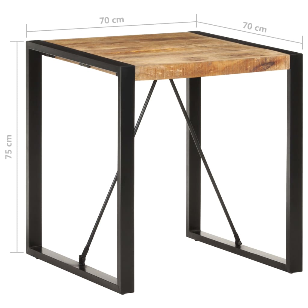 vidaXL Mesa de comedor madera maciza de mango rugosa 70x70x75 cm