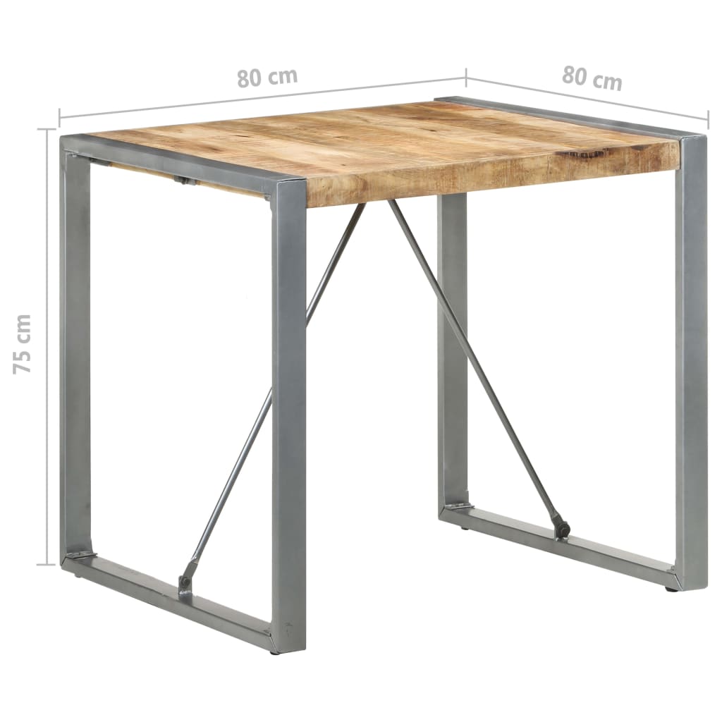 vidaXL Mesa de comedor madera de mango rugosa 80x80x75 cm