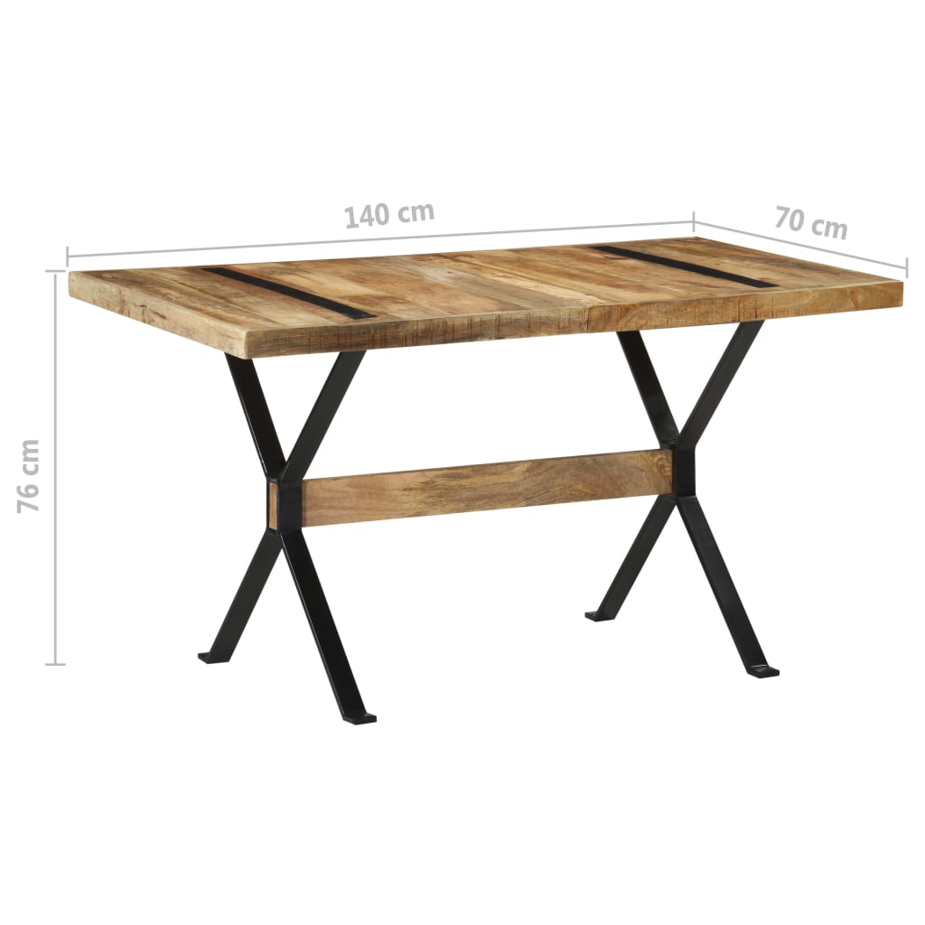 vidaXL Mesa de comedor madera de mango rugosa 140x70x76 cm