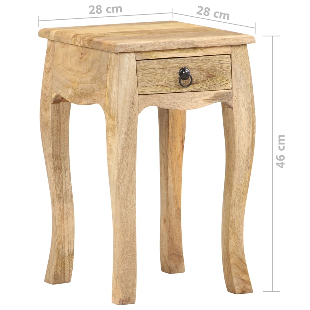 vidaXL Mesita de noche de madera maciza de mango 28x28x46 cm