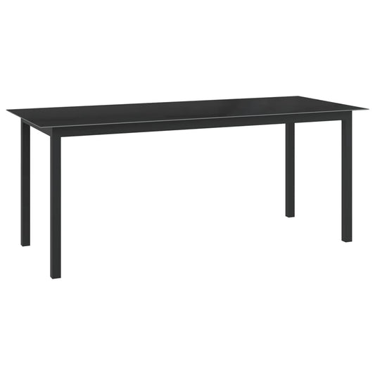 vidaXL Mesa de jardín de aluminio y vidrio negro 190x90x74cm