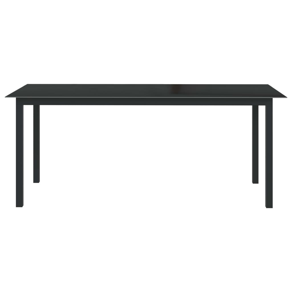 vidaXL Mesa de jardín de aluminio y vidrio negro 190x90x74cm