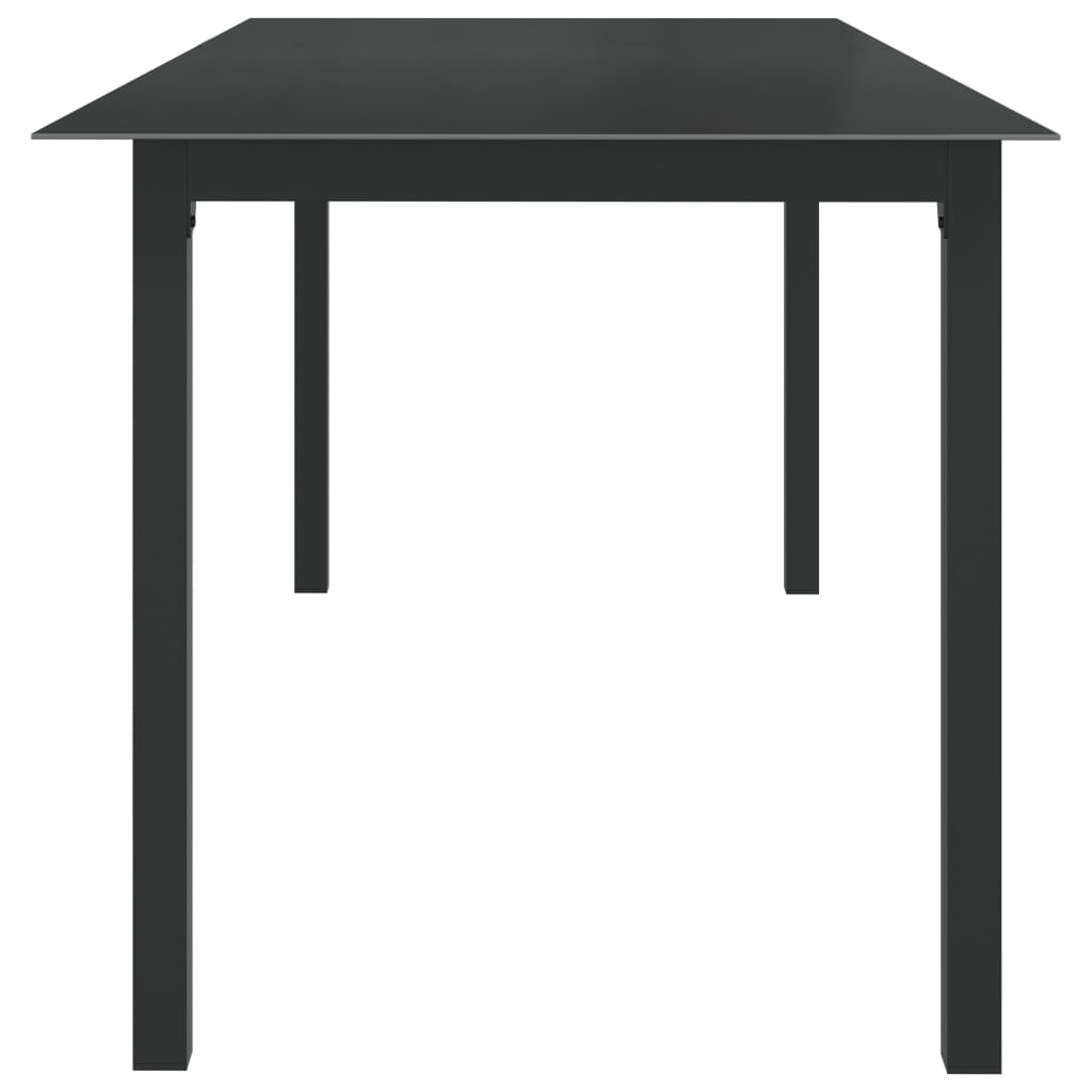 vidaXL Mesa de jardín de aluminio y vidrio negro 190x90x74cm