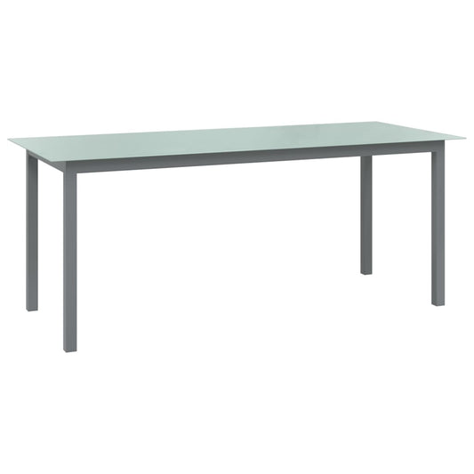 vidaXL Mesa de jardín de aluminio y vidrio gris claro 190x90x74 cm