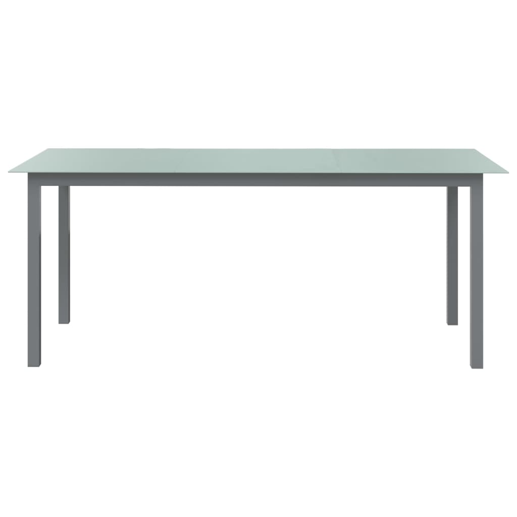 vidaXL Mesa de jardín de aluminio y vidrio gris claro 190x90x74 cm