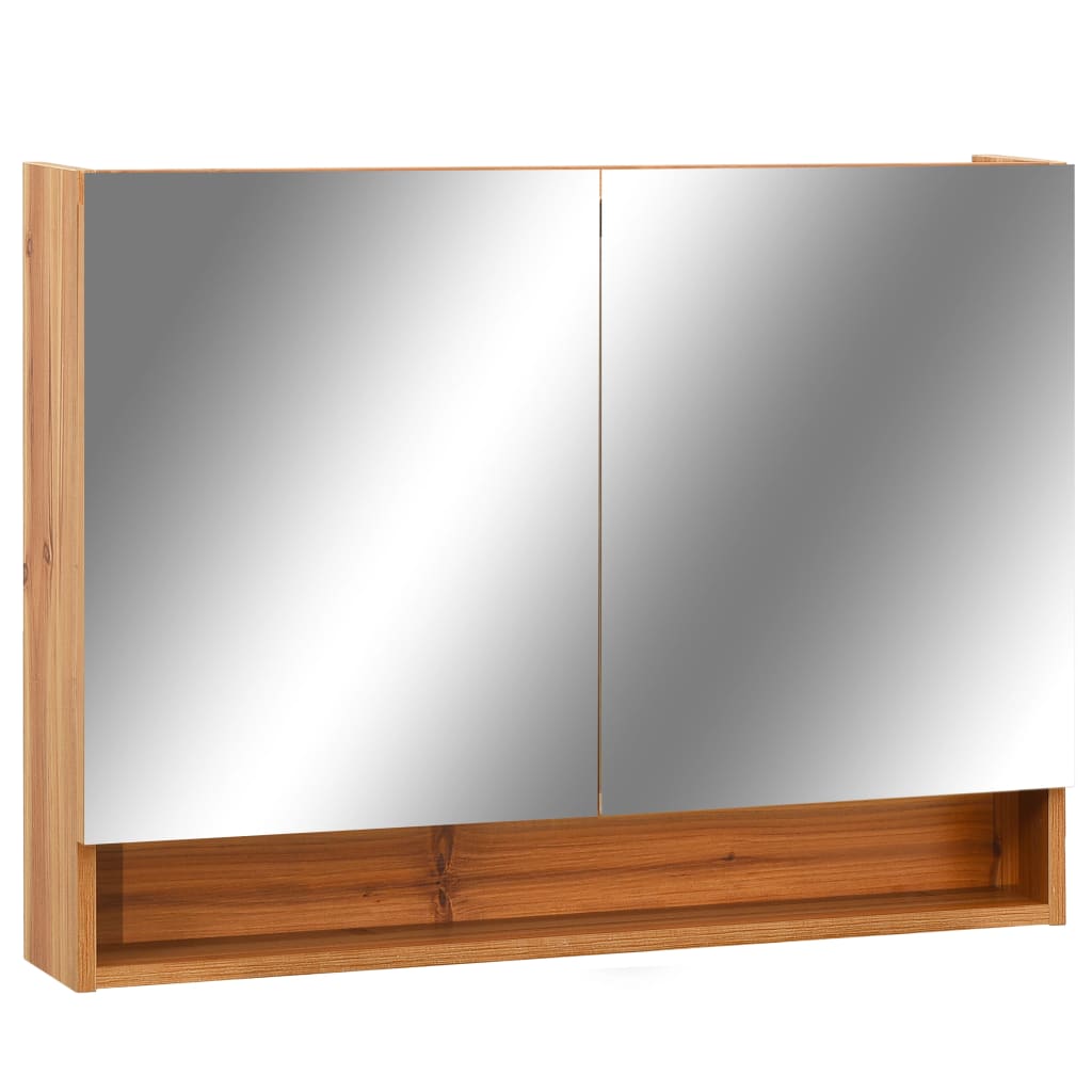 vidaXL Mueble de baño con espejo LED MDF roble 80x15x60 cm