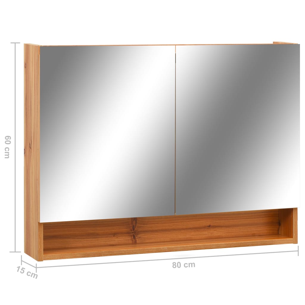 vidaXL Mueble de baño con espejo LED MDF roble 80x15x60 cm