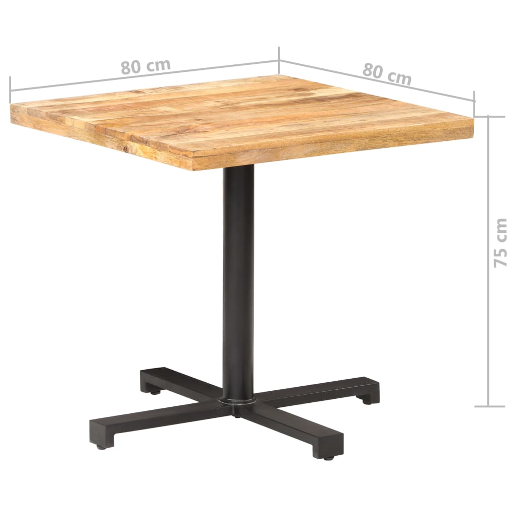 vidaXL Mesa de bistró cuadrada madera de mango rugosa 80x80x75 cm