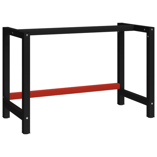 vidaXL Estructura de banco de trabajo metal negro y rojo 120x57x79 cm