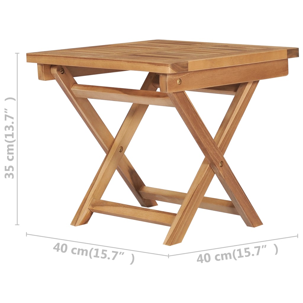 vidaXL Tumbona plegable con mesa de madera maciza de teca