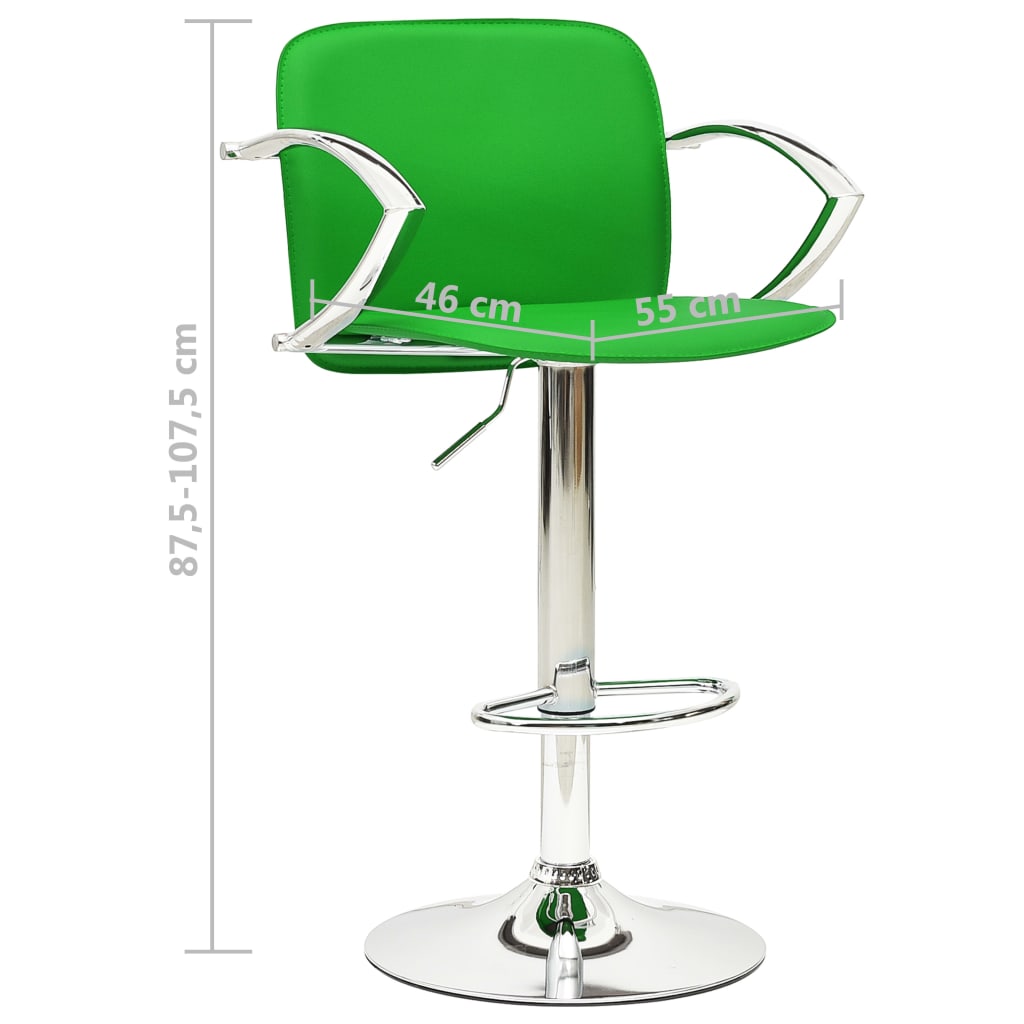 vidaXL Taburetes de cocina 2 unidades cuero artificial verde