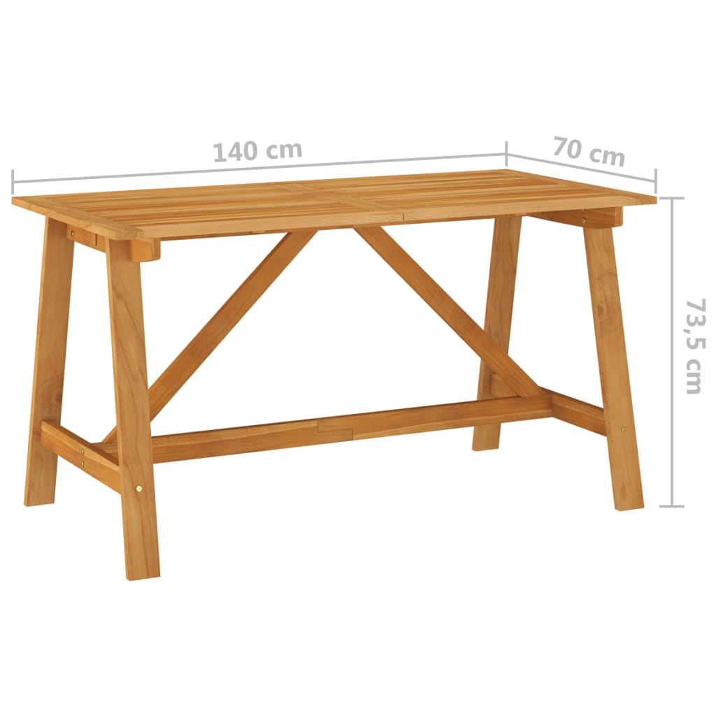 vidaXL Mesa de comedor de jardín madera maciza de acacia 140x73x73,5cm