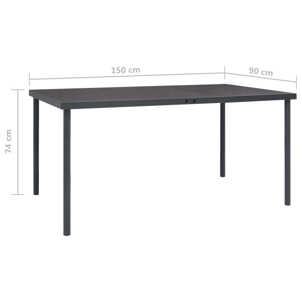 vidaXL Mesa de comedor de jardín acero gris antracita 150x90x74 cm