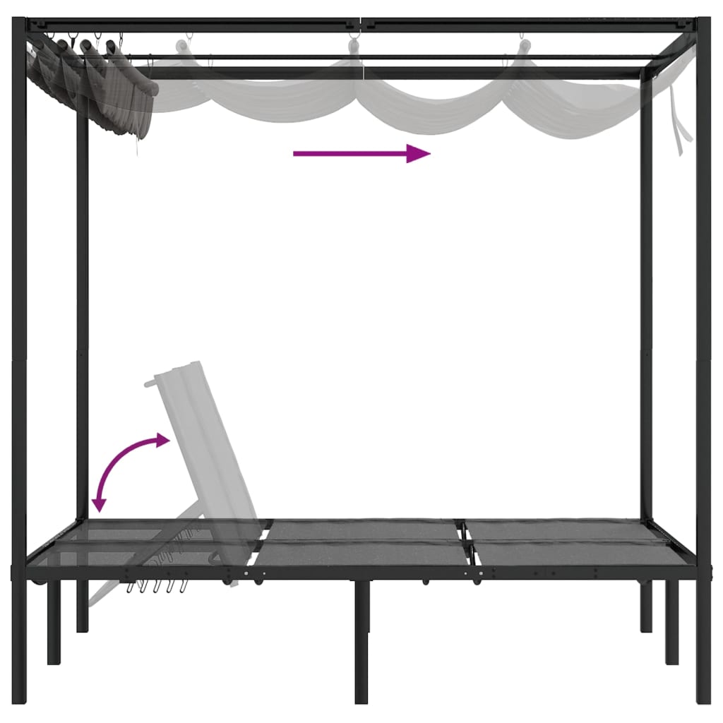 vidaXL Tumbona doble con cortinas laterales y toldo gris antracita