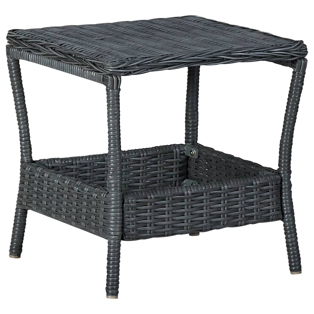 vidaXL Mesa de jardín ratán sintético gris oscuro 45x45x46,5 cm