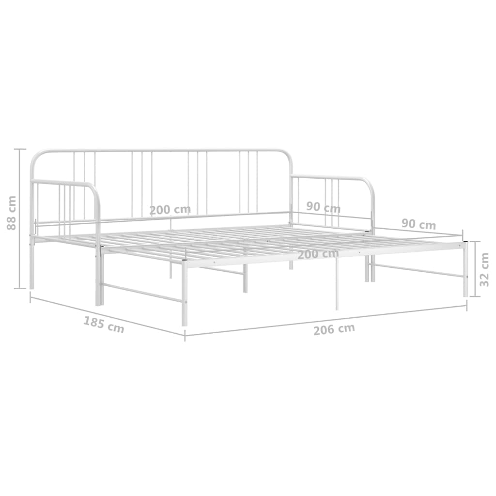 vidaXL Sofá cama extraíble sin colchón metal blanco 90x200cm