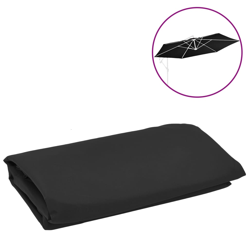 vidaXL Tela de repuesto para sombrilla voladiza negro 350 cm