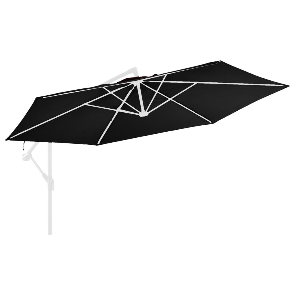 vidaXL Tela de repuesto para sombrilla voladiza negro 350 cm