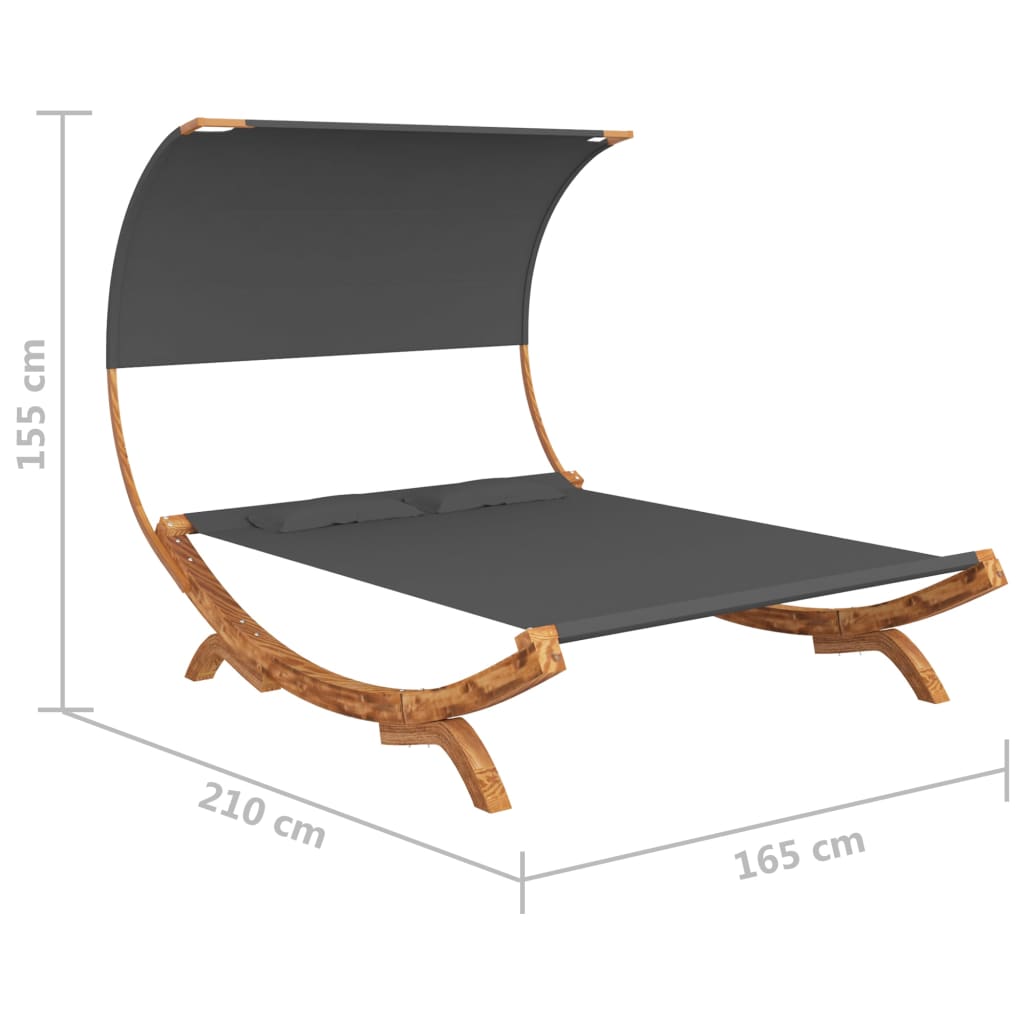 vidaXL Tumbona con dosel madera curvada gris antracita 165x203x126 cm