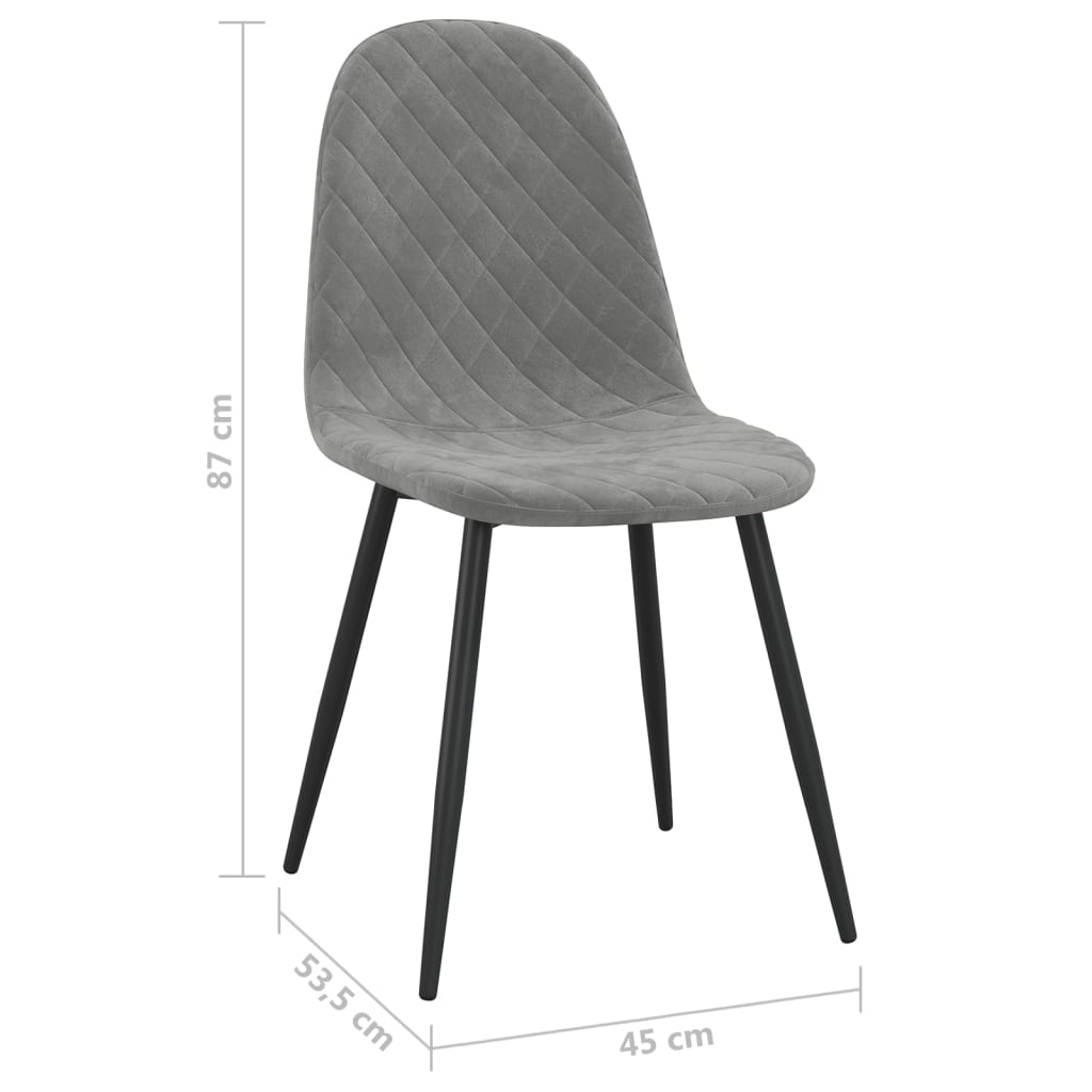 vidaXL Sillas de comedor 2 unidades terciopelo gris claro