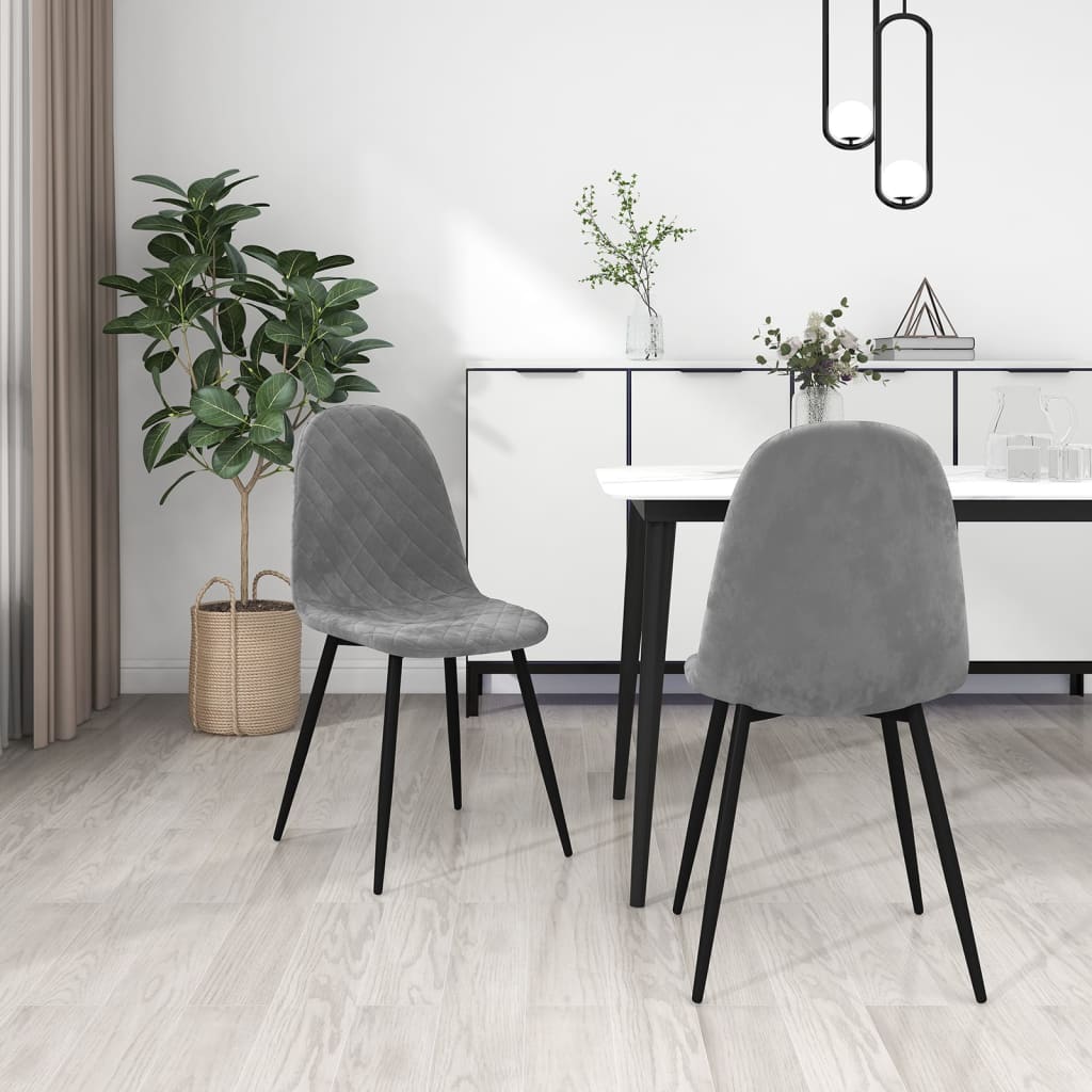 vidaXL Sillas de comedor 2 unidades terciopelo gris claro