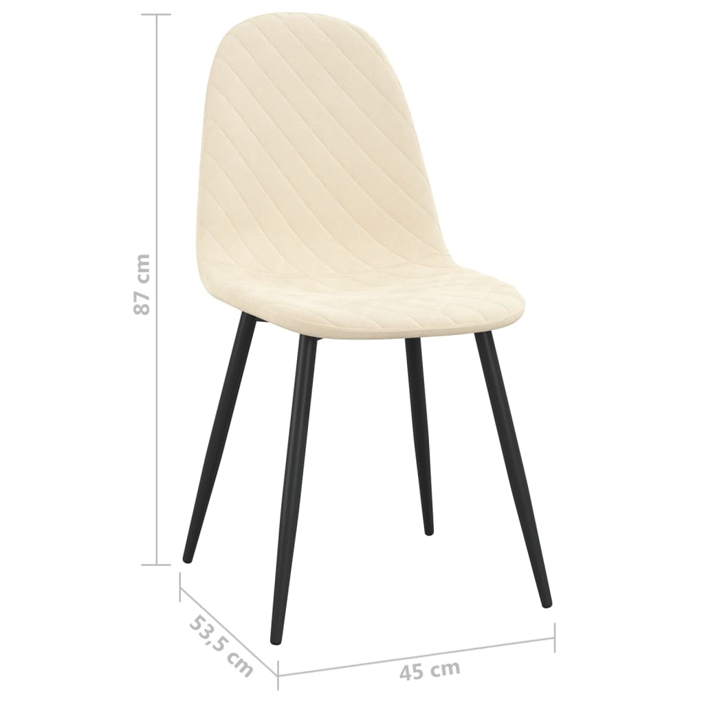 vidaXL Sillas de comedor 2 unidades terciopelo blanco crema