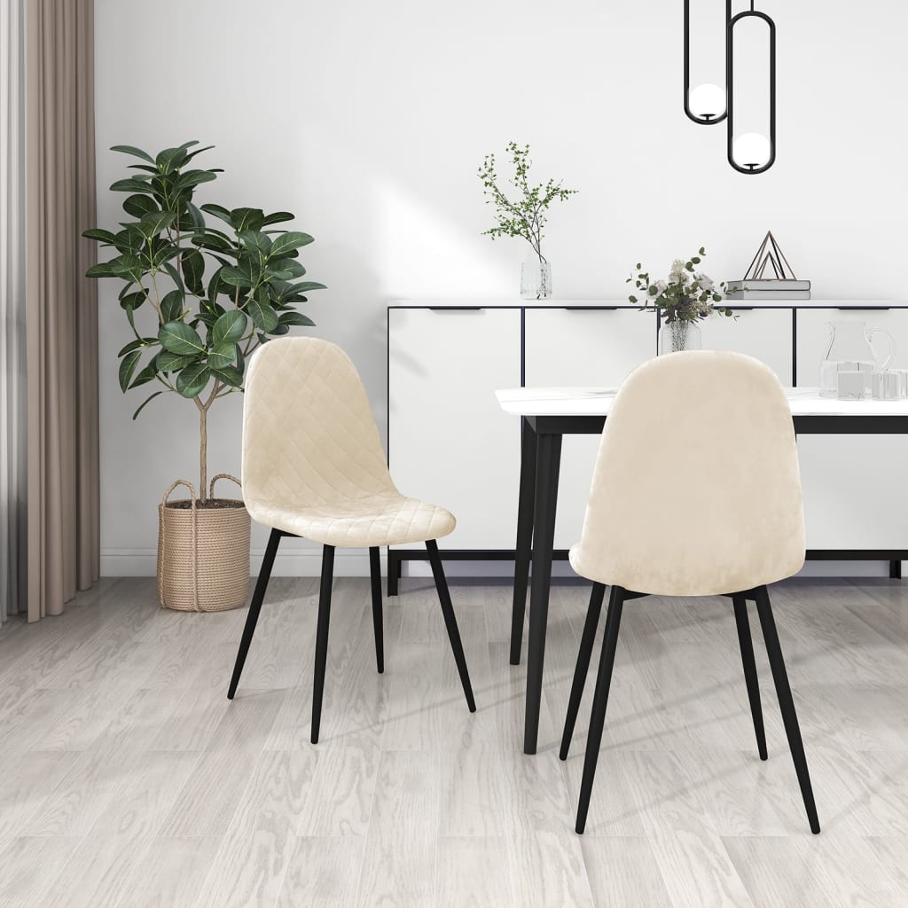 vidaXL Sillas de comedor 2 unidades terciopelo blanco crema